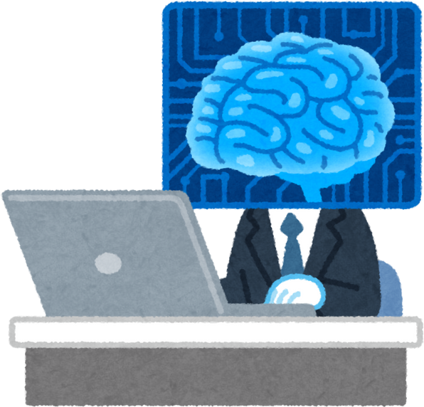 Illustration of an Artificial Intelligence Character Working in an Office